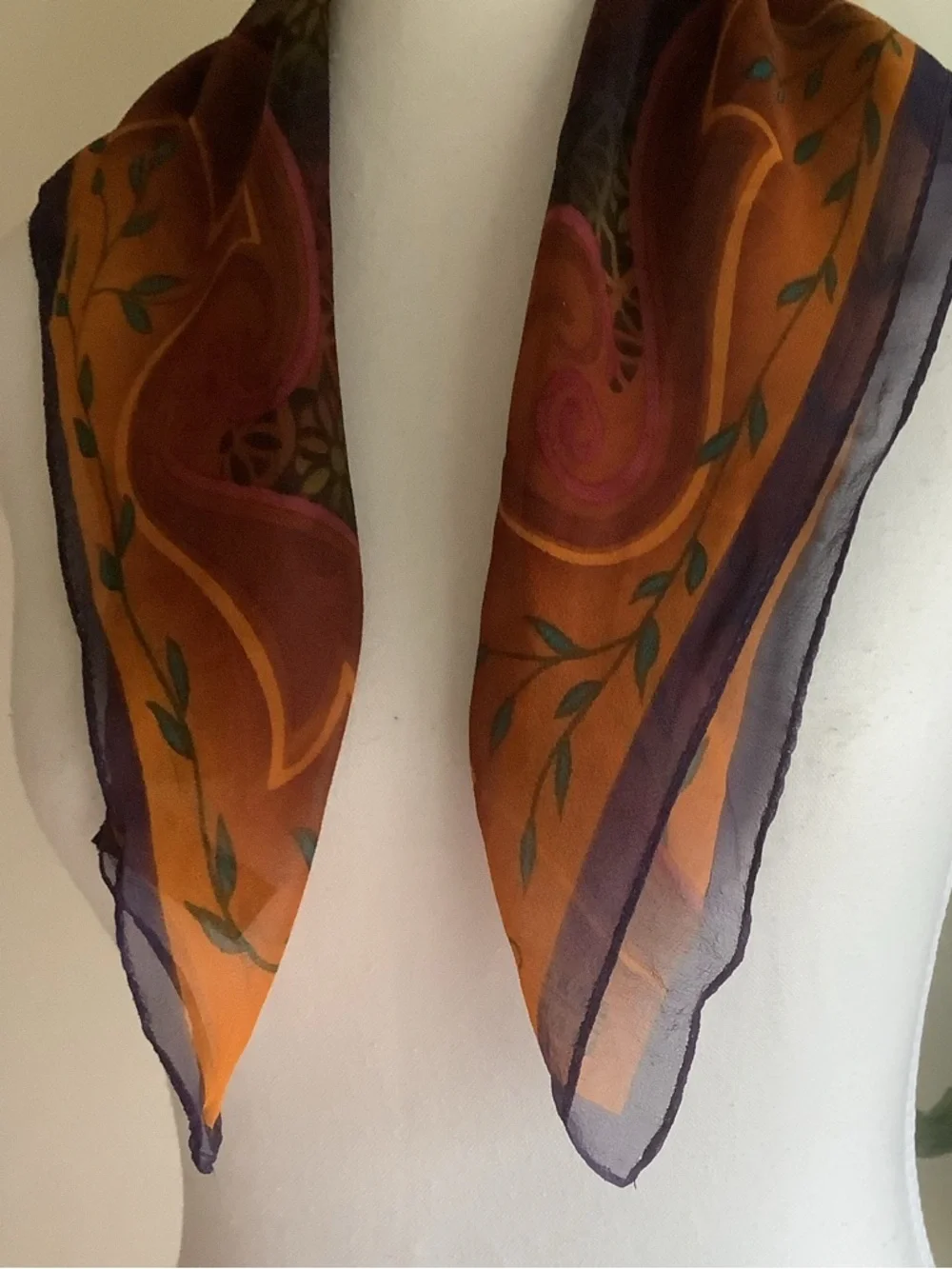Vintage Diahann Carroll Sheer Multicolor Silk Scarf